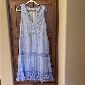Vineyard Vines Blue Striped Midi Dress in Bayside Blue